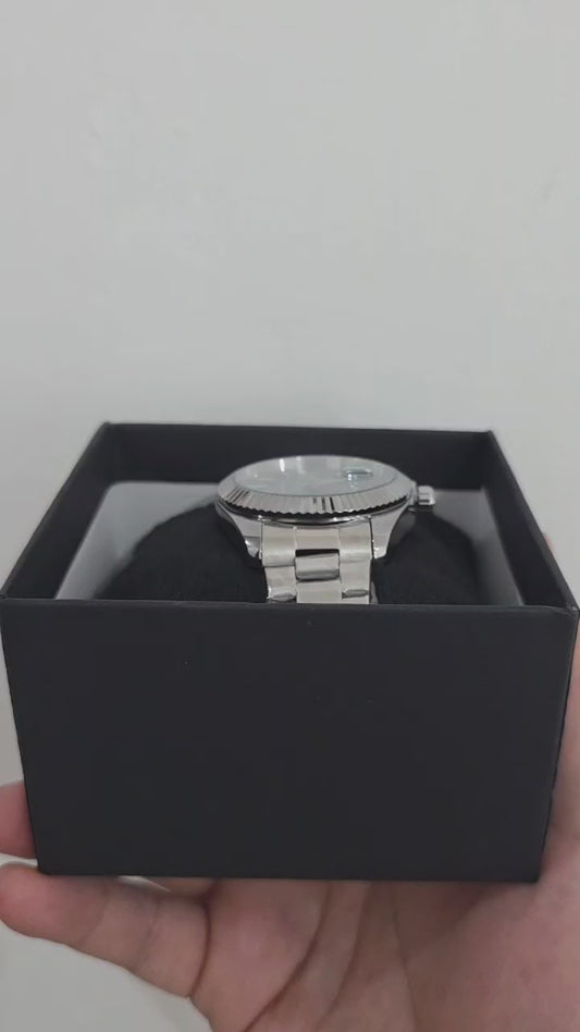 💎 Relógio Estilo Datejust (Homage) - Pulseira Aço e Aro Fluted