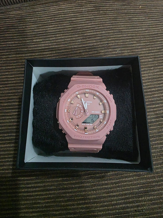 🌸 Relógio G-SHOCK "Casioak" Rosa Bebê / Rosé - Ana-Digi e Design Fino