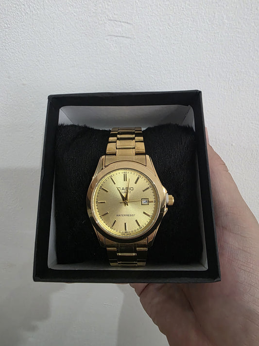 🌟 Relógio Masculino Clássico Dourado - Pulseira em Aço Inoxidável com Data