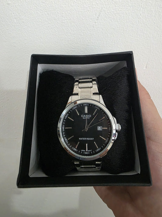 ⚫ Relógio CASIO Clássico Masculino Prata e Preto - Pulseira Aço Inox e Data