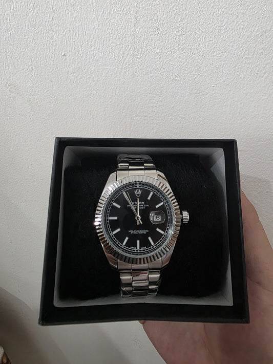 🖤 Relógio Homage Prata - Estilo Clássico Luxo com Mostrador Preto