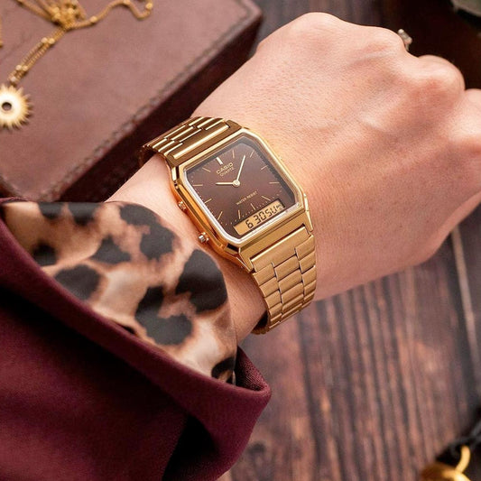 ⌚Relógio Casio Vintage AQ-230 Gold - Elegância Retrô