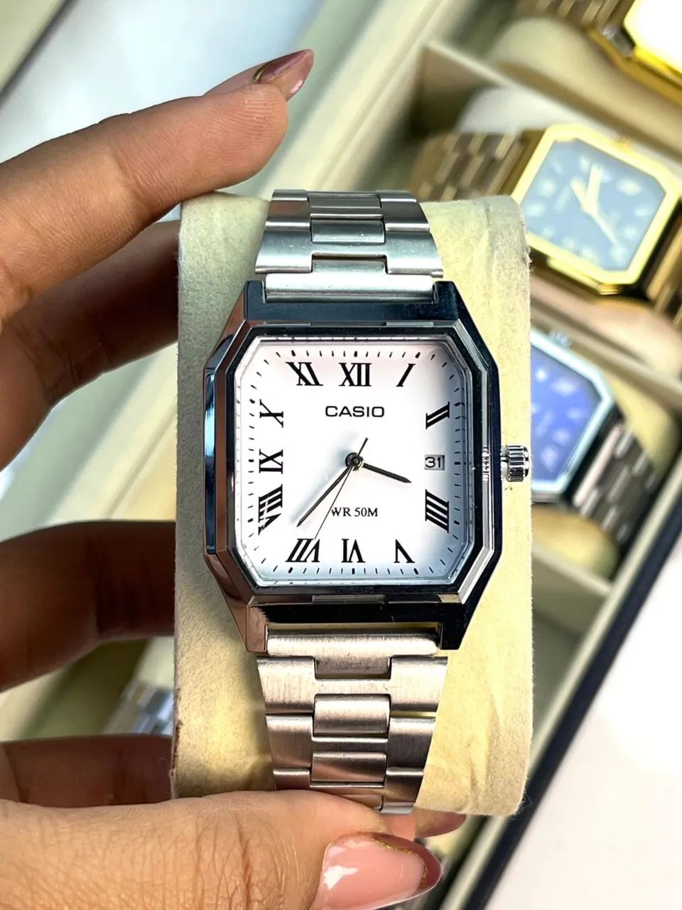 ⌚Relógio Casio Masculino Retrô Vintage Prata - Mostrador Romano Branco MTP-TW100D