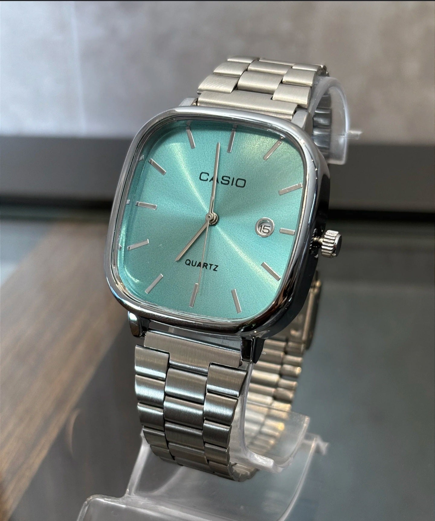 ⌚Relógio Casio Feminino Vintage LTP-V007D-2E Quadrado Turquesa