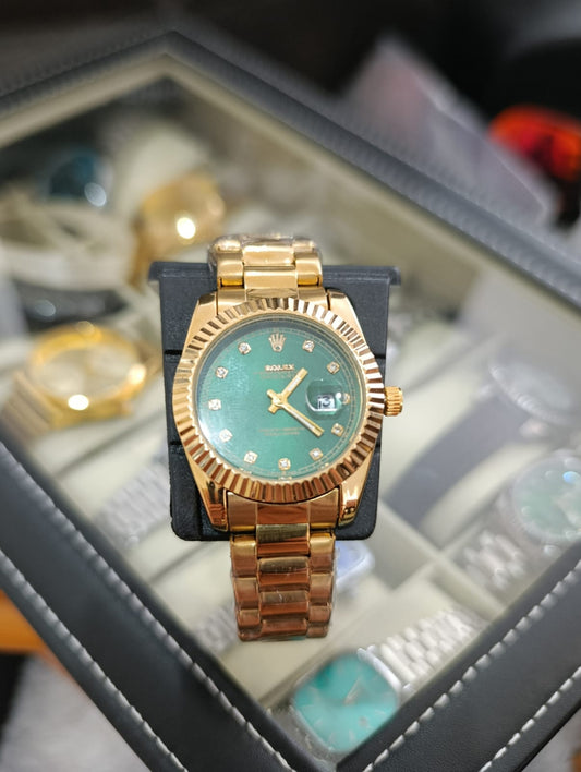 ✨ Rolex Unisex 30mm: Luxo e Elegância em Ouro e Esmeralda